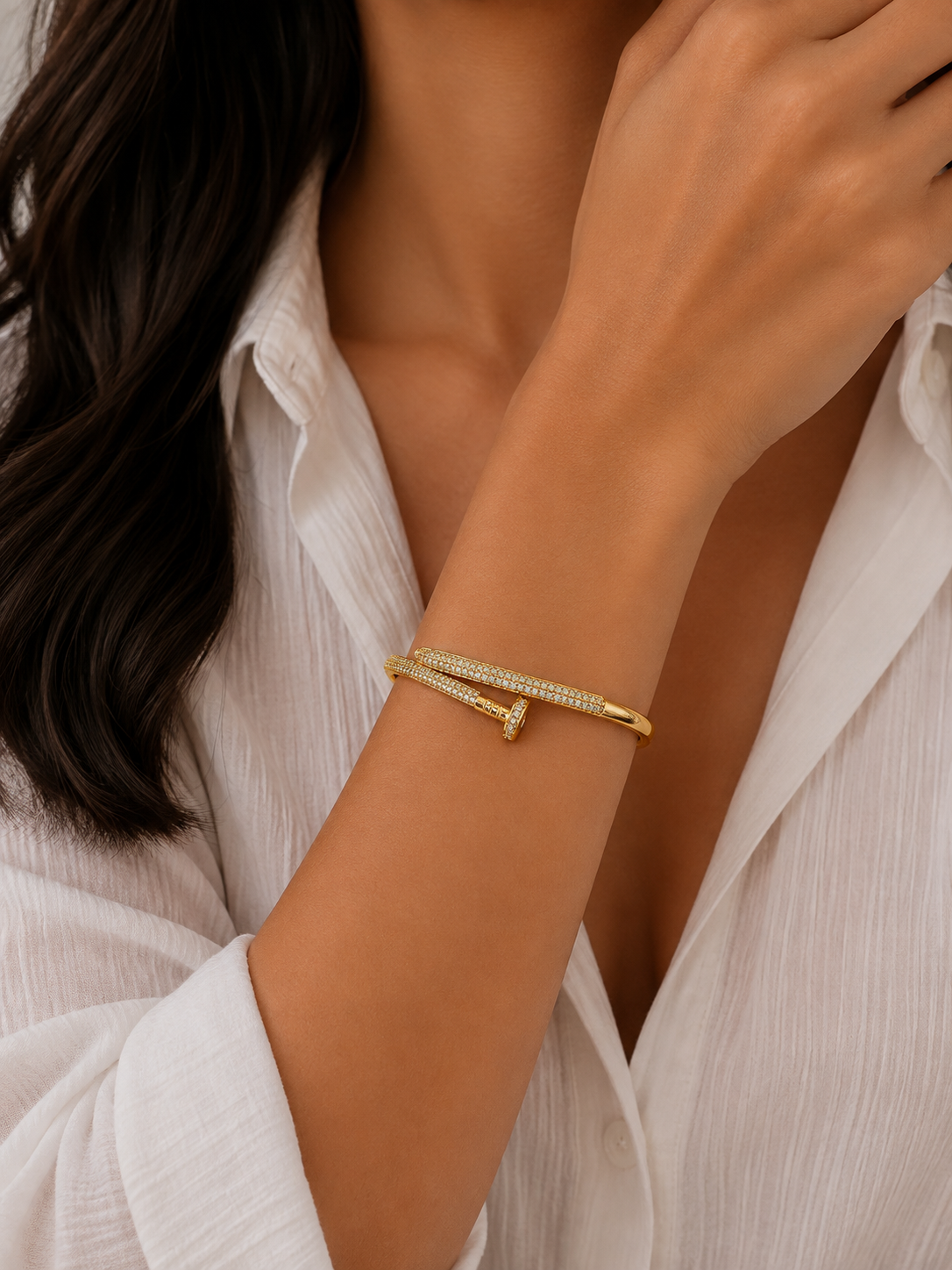 Gilded Nail Pavé Bangle