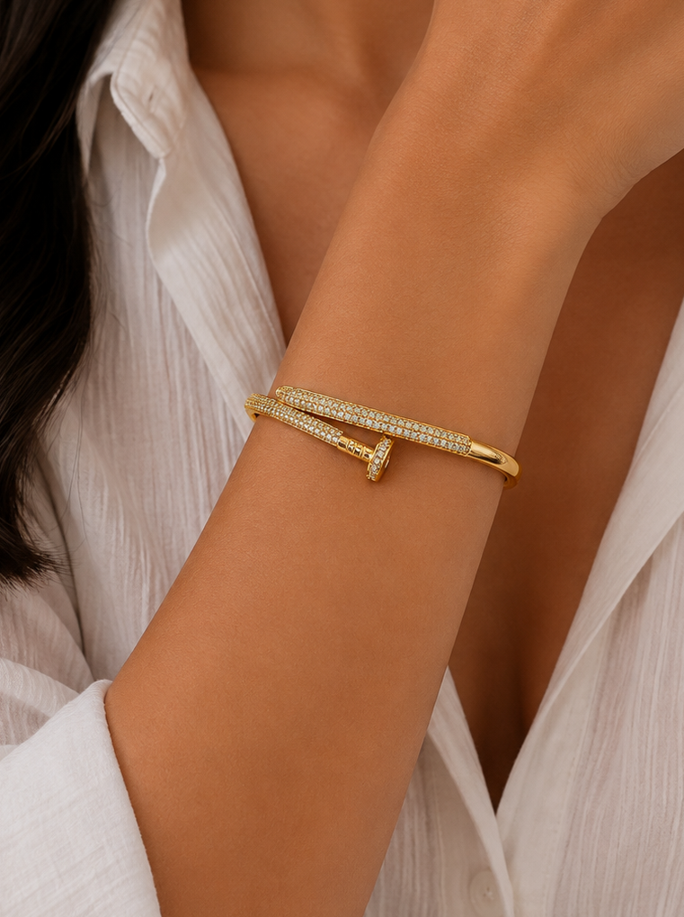 Gilded Nail Pavé Bangle