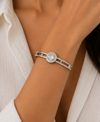 Roman Solitaire Silver Bangle