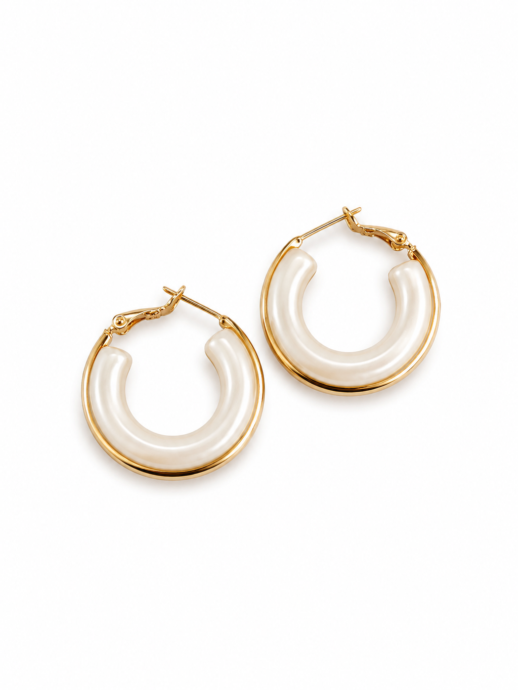 Gold Pearl Hoop