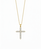 Gold Cross Stone Pendant Necklace