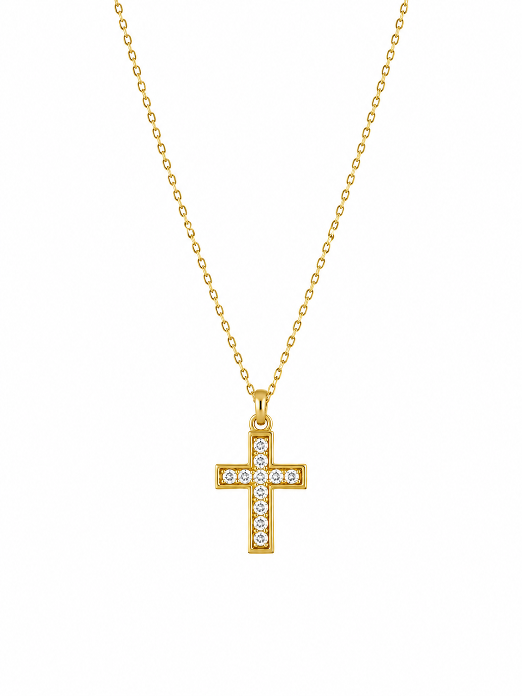 Gold Crystal Cross Necklace