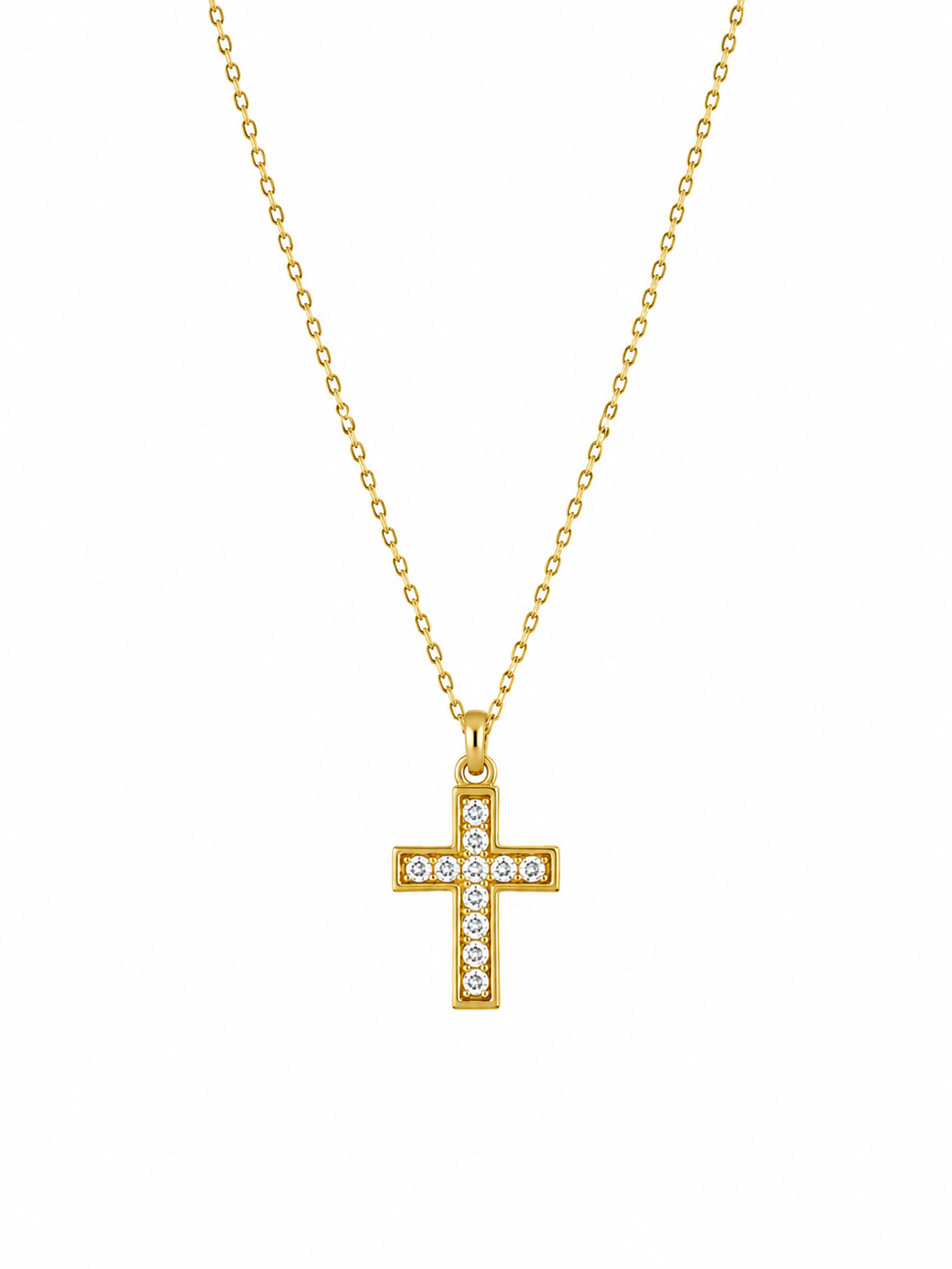 Gold Crystal Cross Necklace