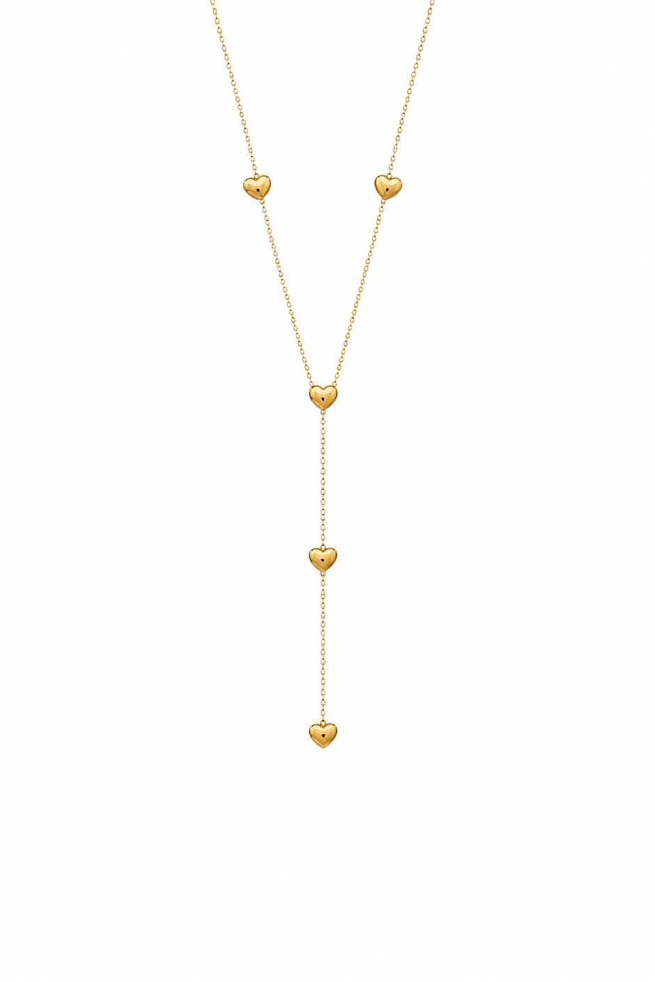 Gold Heart Lariat Necklace