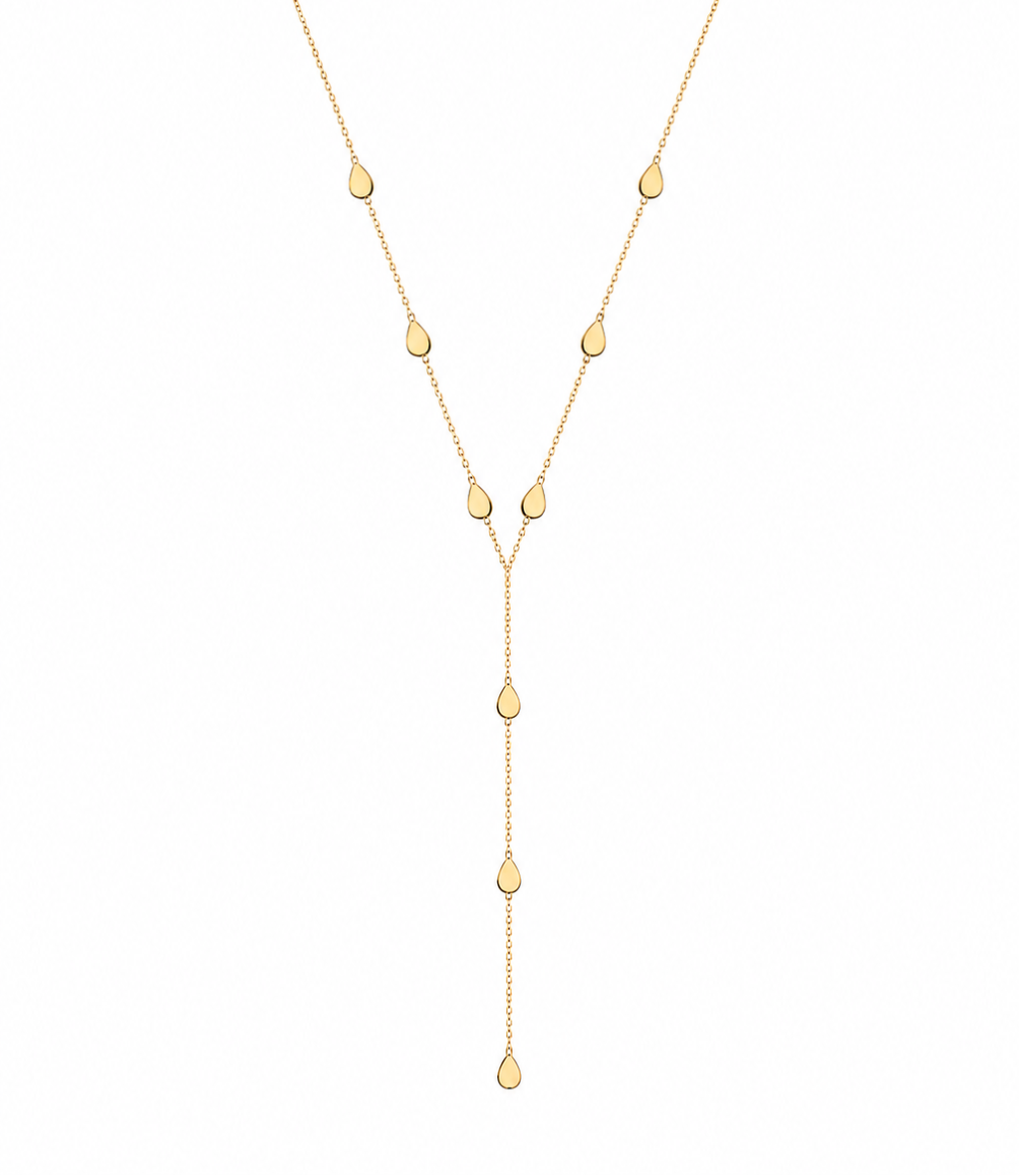 Gold Teardrop Lariat Necklace