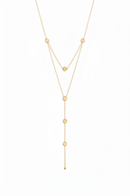 Gold Disc Layered Lariat Necklace
