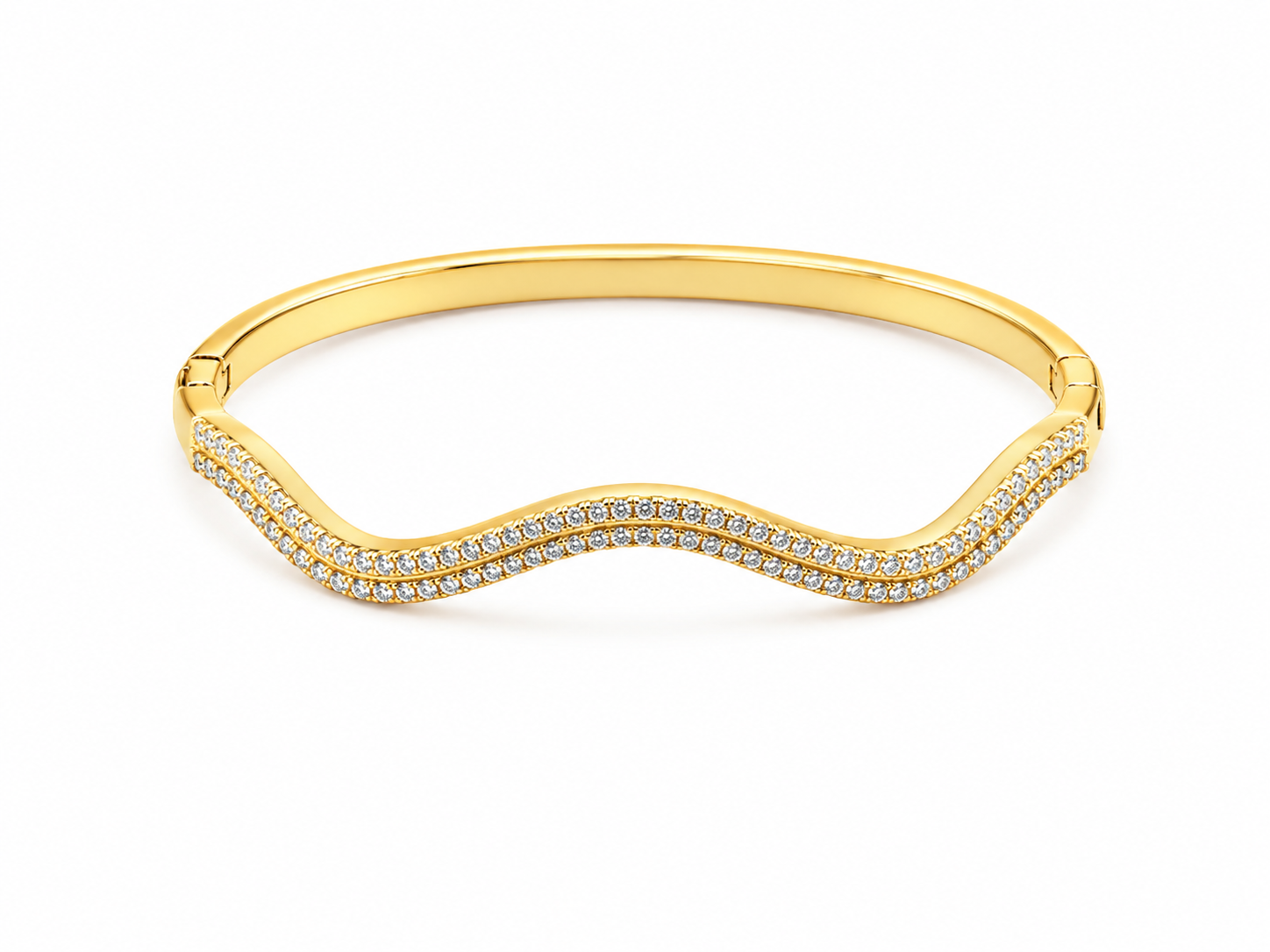 Gold Wave Crystal Kada Bracelet