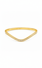 Gold-Tone Crystal Pave V-Shaped Bracelet