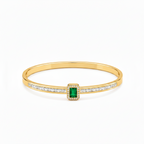Green Stone Gold-Tone Crystal Pave Bracelet