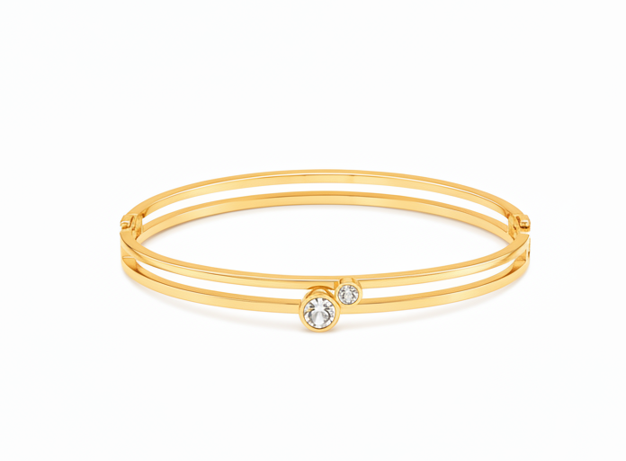 Double-Layer Gold-Tone Crystal Accent  Bracelet