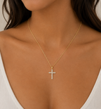 Gold Cross Stone Pendant Necklace