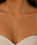 Gold Teardrop Lariat Necklace