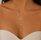 Gold Teardrop Lariat Necklace