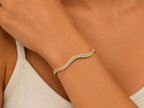 Gold Wave Crystal Kada Bracelet