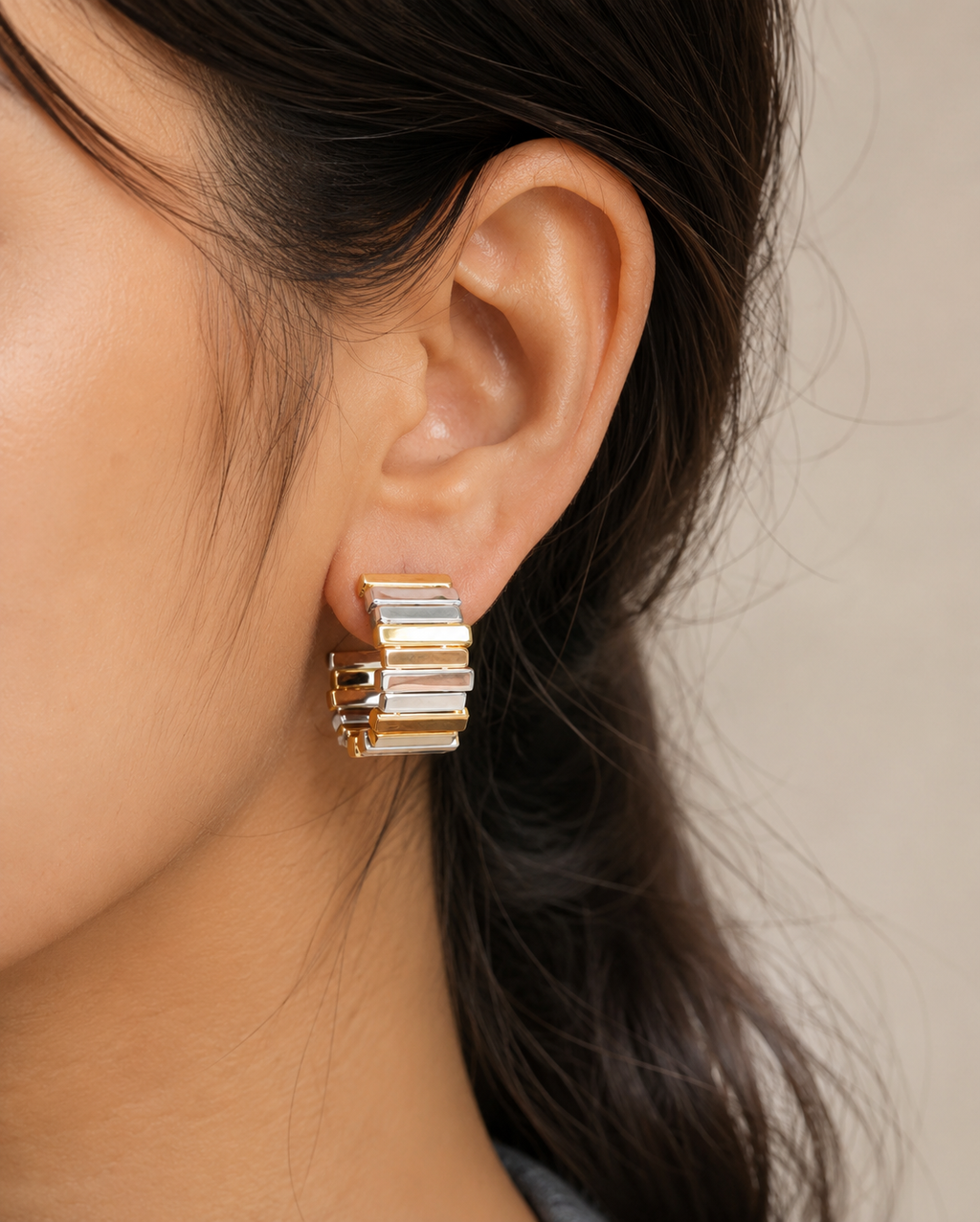 Two-Tone Geometric Hoop