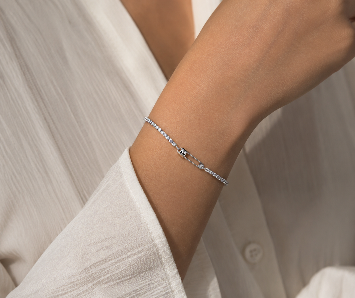Safety Pin Tennis Bracelet