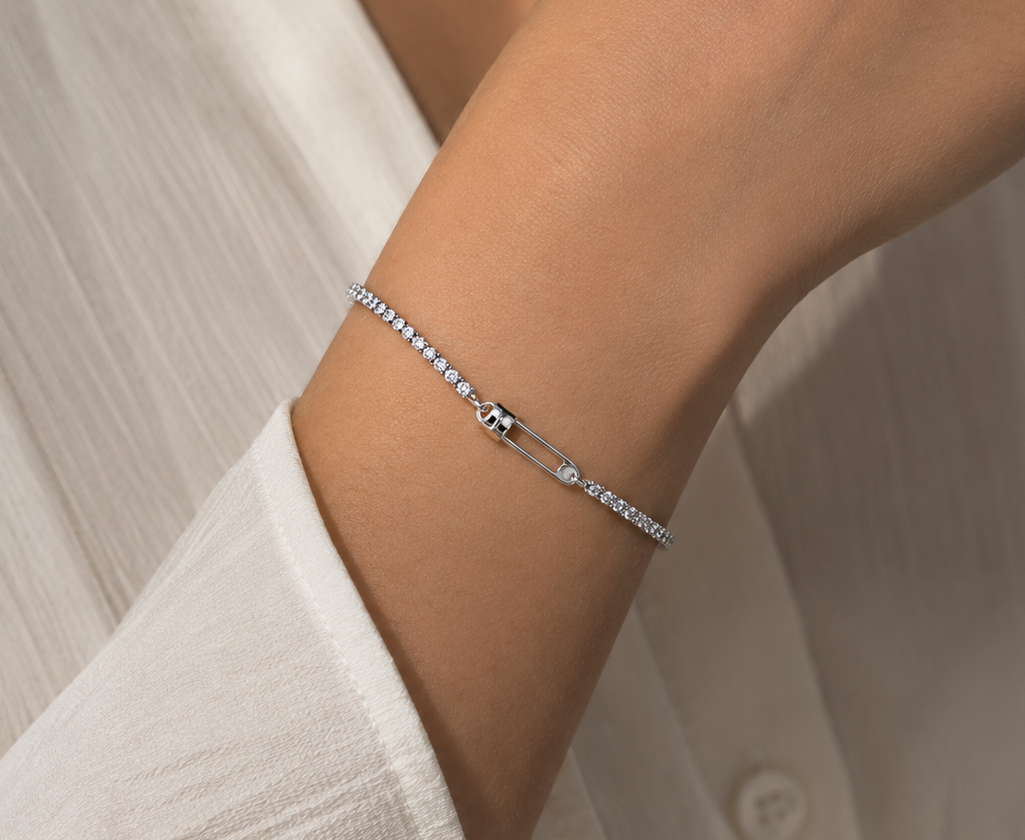 Safety Pin Tennis Bracelet