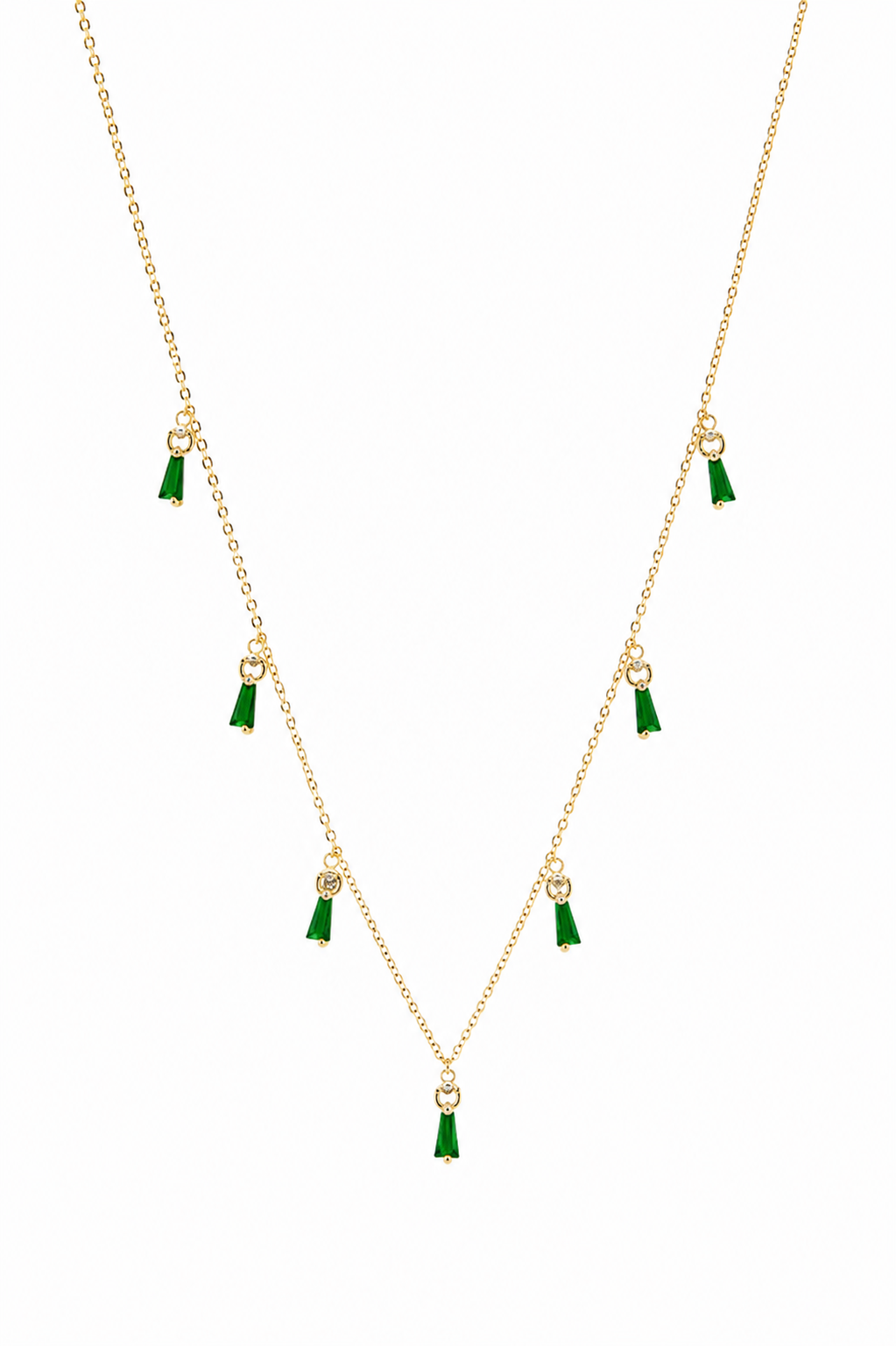 Emerald Drop Charm Necklace