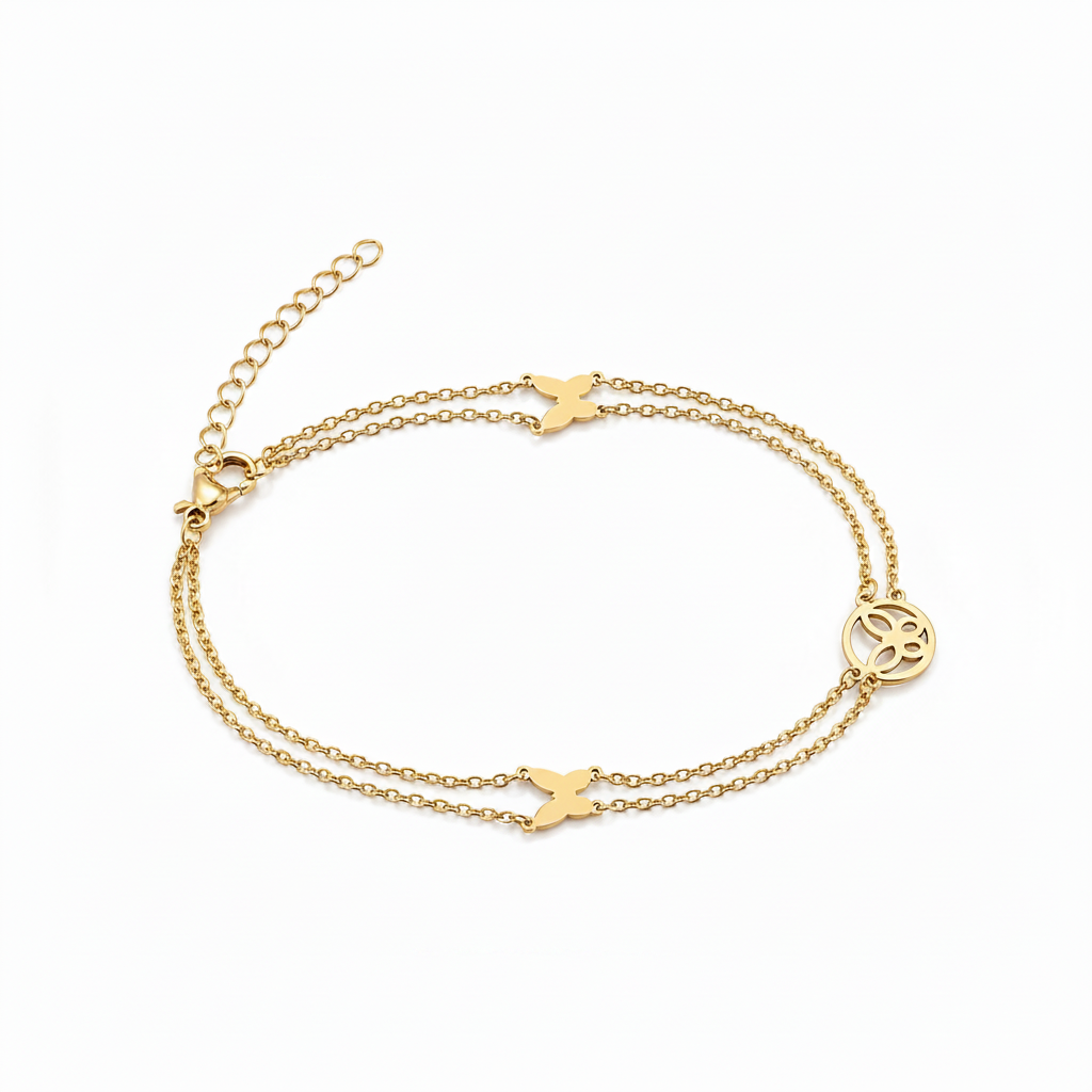 Butterfly Double Chain Bracelet