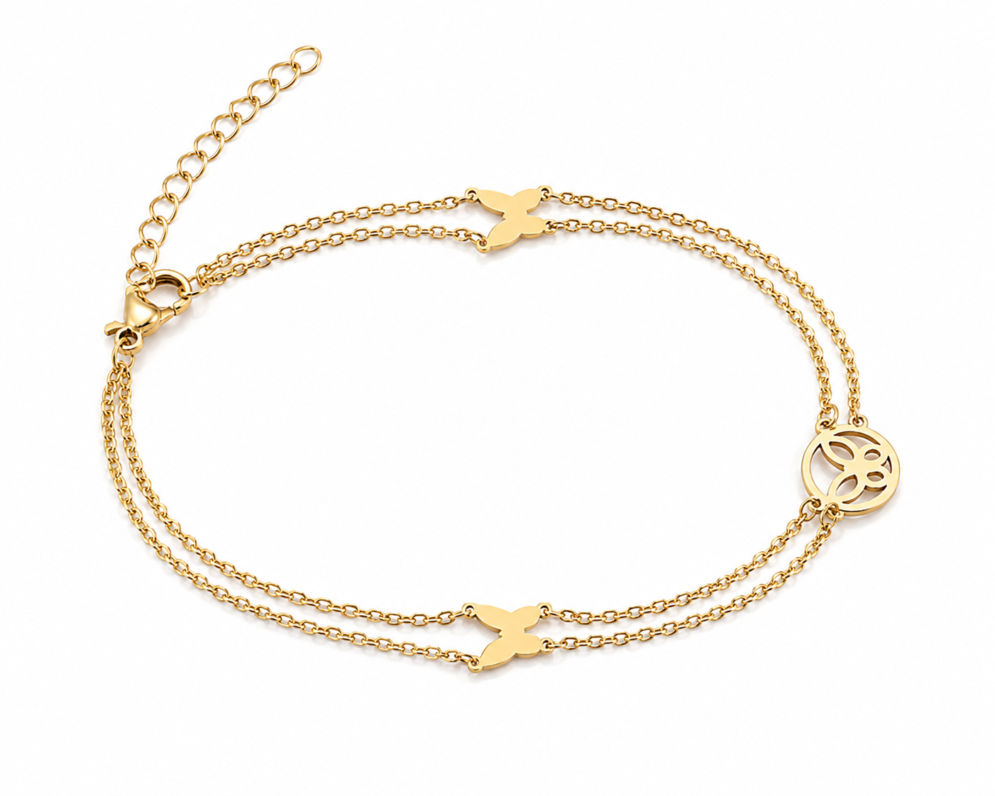 Butterfly Double Chain Bracelet