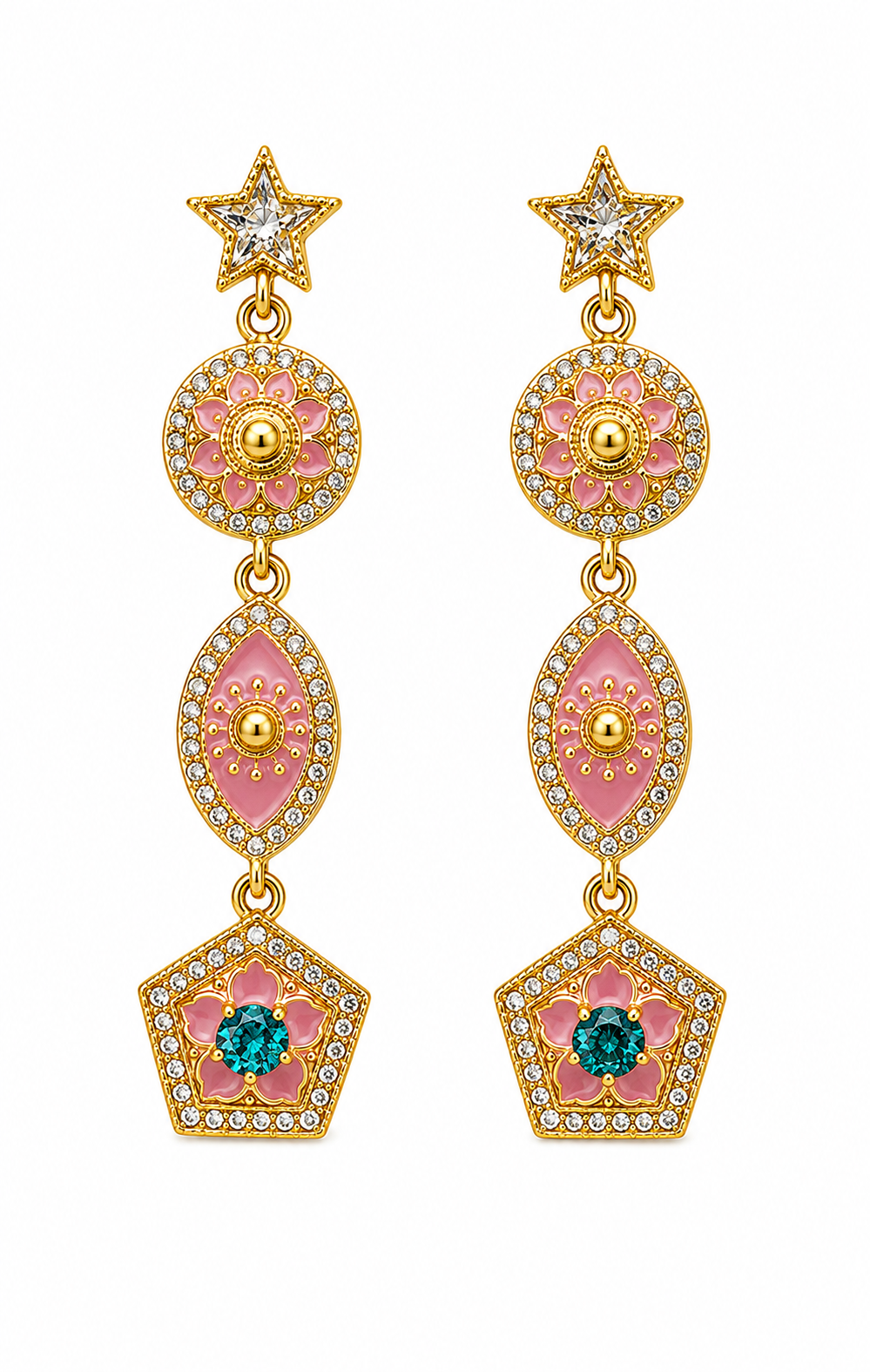 Pink Evil Eye Drop Earrings