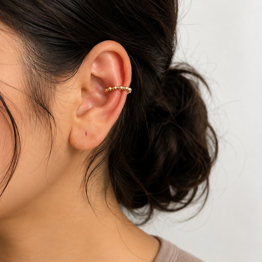 Gold Beaded Ear Cuff