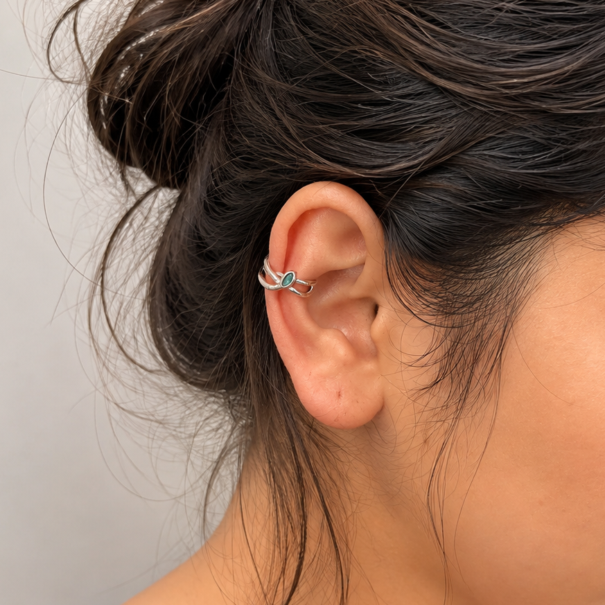 Emerald Vine Ear Cuff