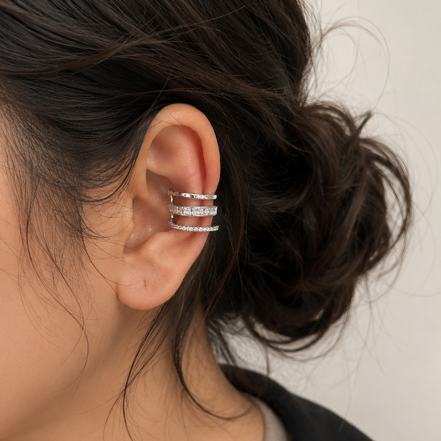 Luxe Triple Pavé Ear Cuff