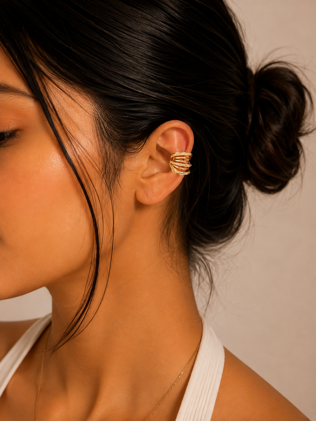 Layered Crystal Ear Cuff