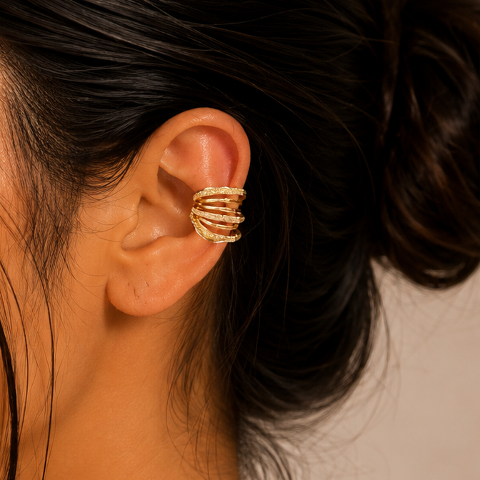 Layered Crystal Ear Cuff