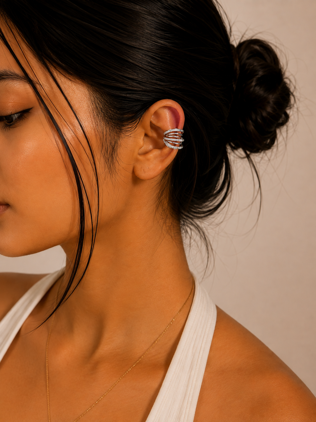 Layered Crystal Ear Cuff