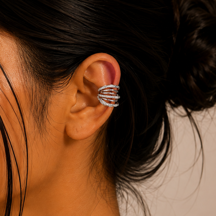 Layered Crystal Ear Cuff