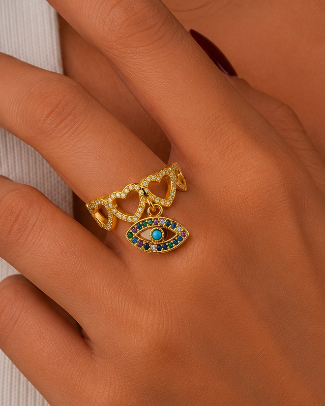 Evil Eye Heart Ring