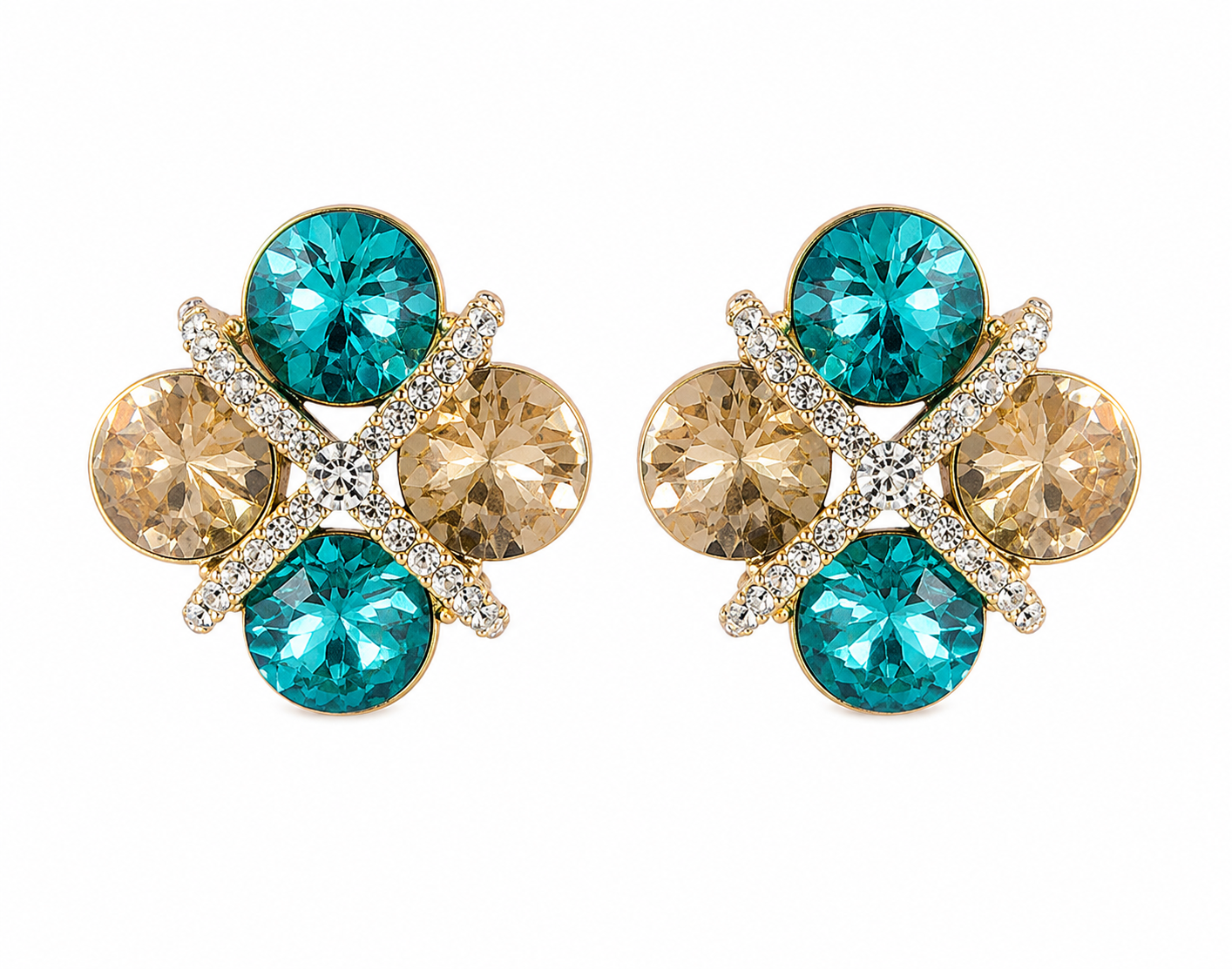 Ocean Bloom Crystal Stud Earrings