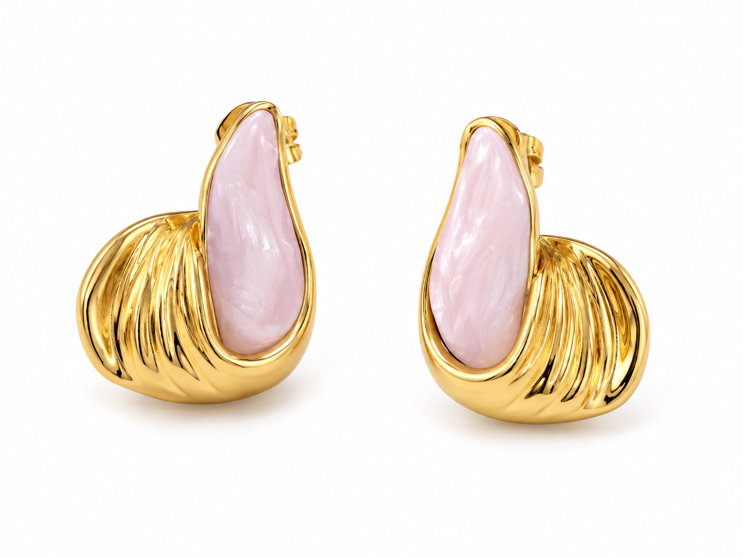 Blush Pearl Swirl Stud Earrings