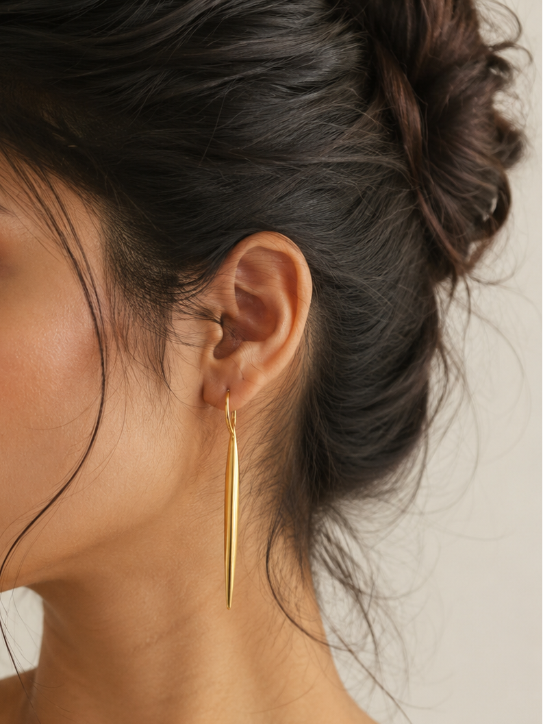 Sleek Gold Needle Earrings