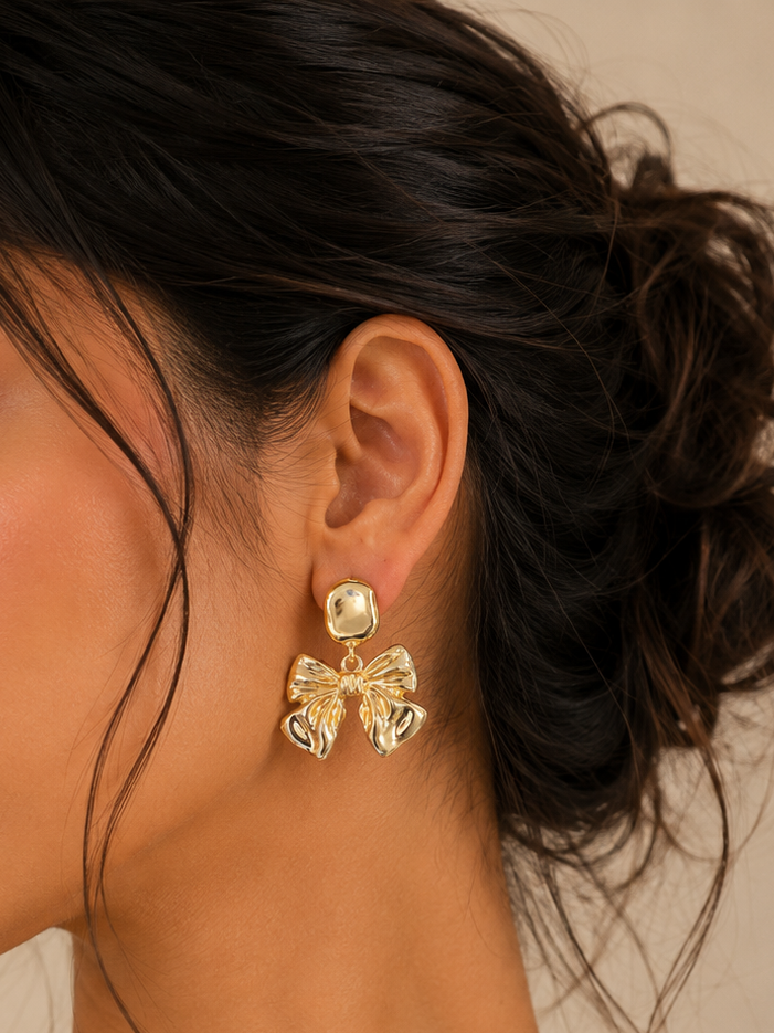Golden Muse Bow Earrings