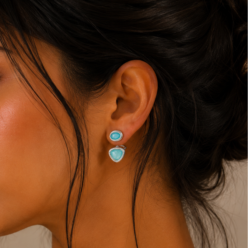 Azure Mist Statement Earrings (2in1)