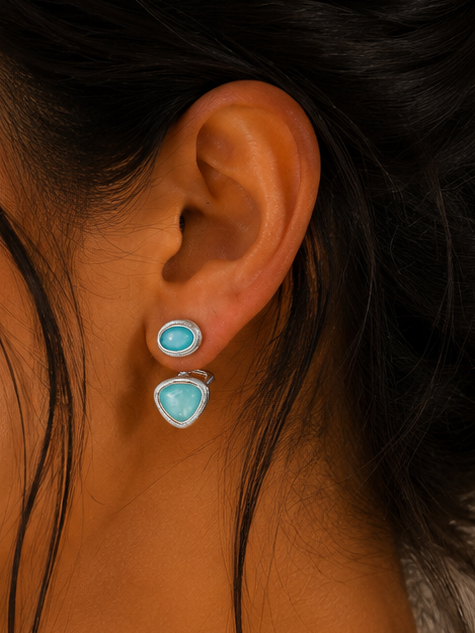 Azure Mist Statement Earrings (2in1)