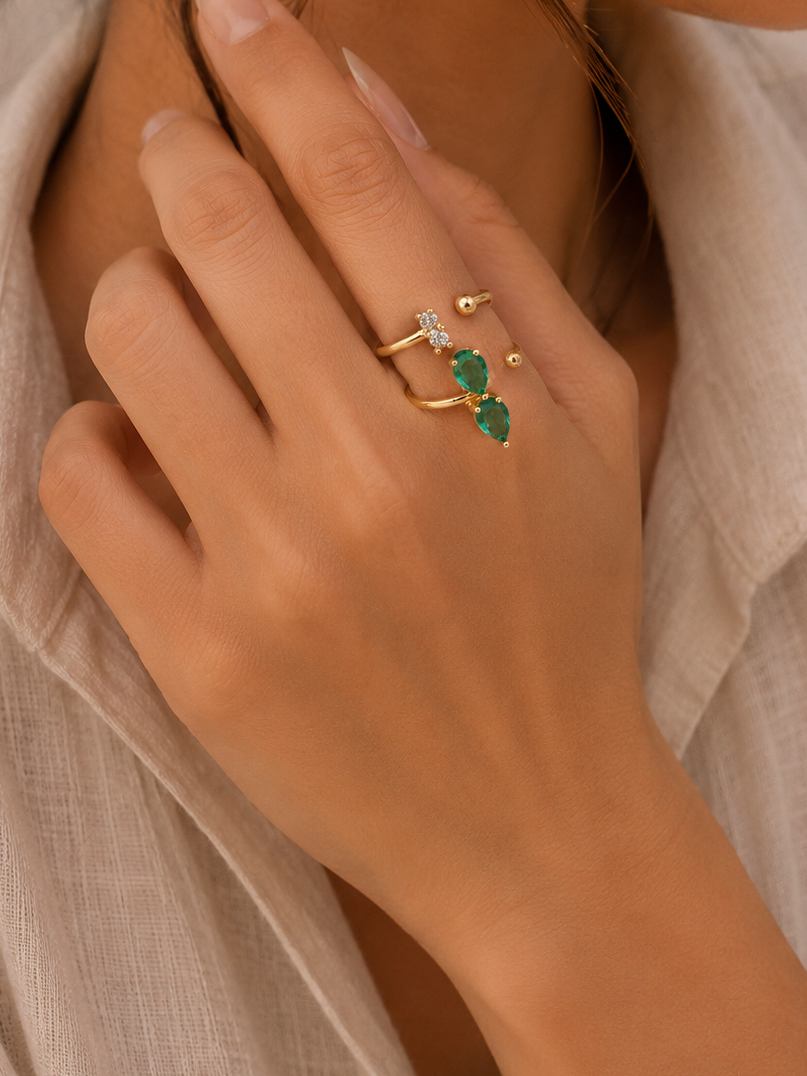 Emerald Cascade Ring