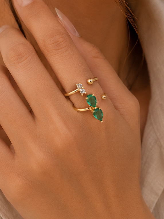 Emerald Cascade Ring