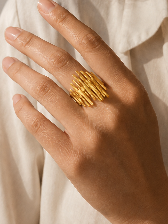 Golden Cascade Ring
