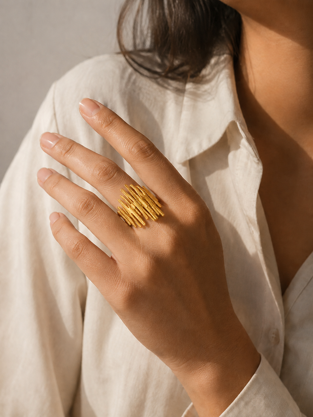 Golden Cascade Ring