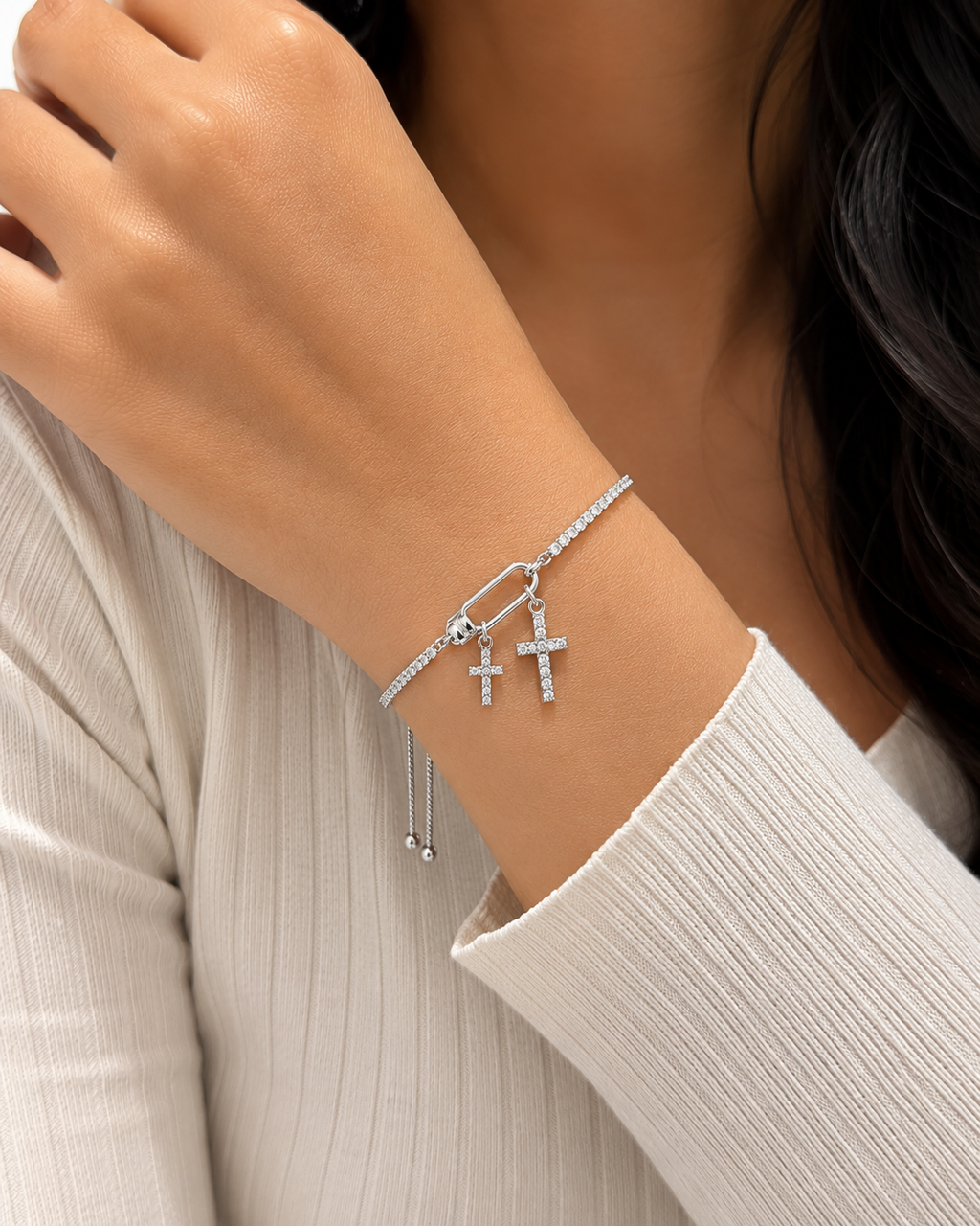 Radiant Cross Tennis Bracelet