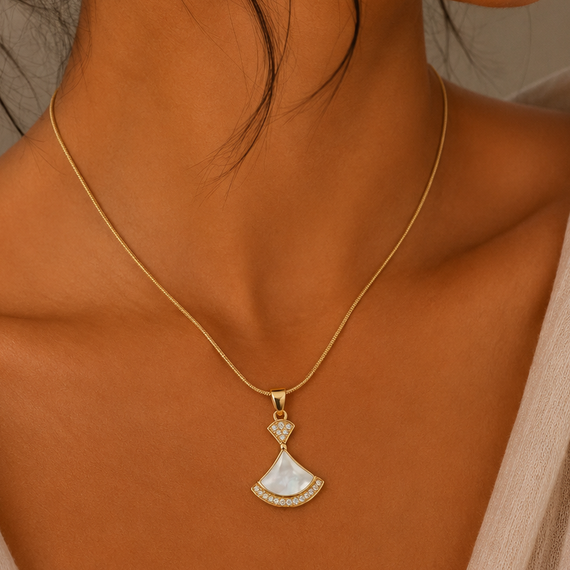Celeste Pearl Fan Necklace