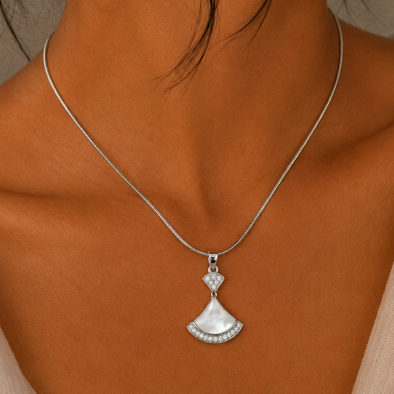 Celeste Pearl Fan Necklace