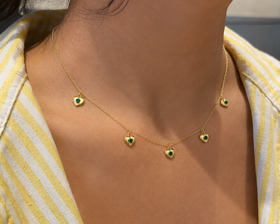 Emerald Heart Station Necklace