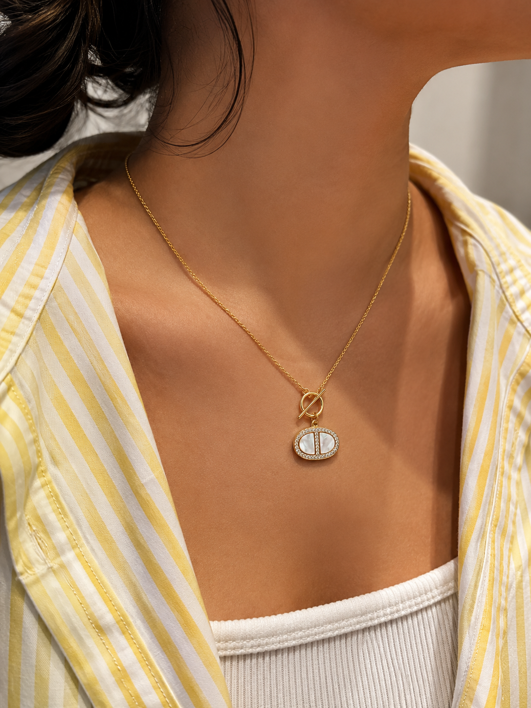 Aurora Crystal Toggle Necklace