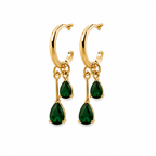 Emerald Drop Hoop Earrings