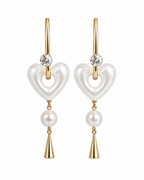 Pearl Heart Drop Earrings (2in1)